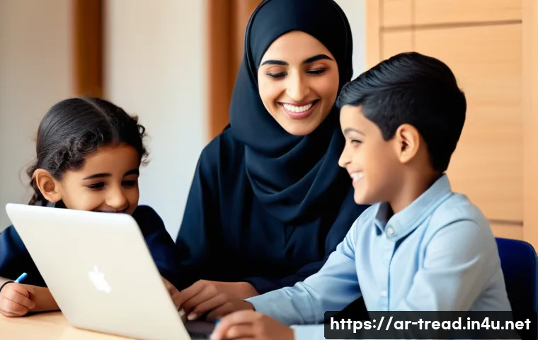 독서지도사 온라인 시험 대비법 - **Prompt:** A warm, inviting image depicting an elegant Arab female teacher, wearing a modest, moder...