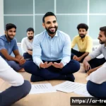 독서지도사 실기시험 체크포인트 - A professional Arabic male reading coach in a modern classroom setting, attentively practicing activ...