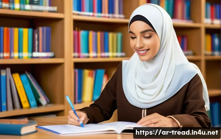 독서지도사 취업 추천 사이트 - A professional Arab female reading specialist in a modern educational office setting, wearing modest...