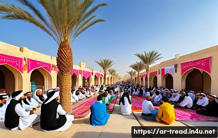 독서지도사와 독서활동가의 차이 - A warm and inviting community reading event in a Middle Eastern village setting, featuring diverse p...